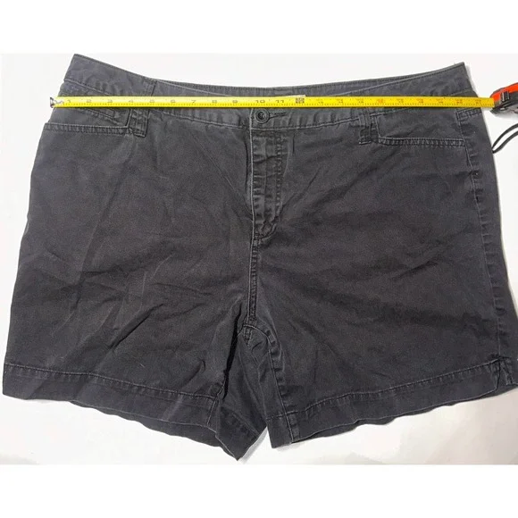 Faded Glory Womens Black Cotton Chino Shorts Size 18W FGW15303 Casual Mid Rise - Picture 3 of 5